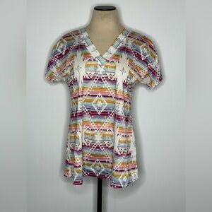 Multicolor V-Neck Women's Top